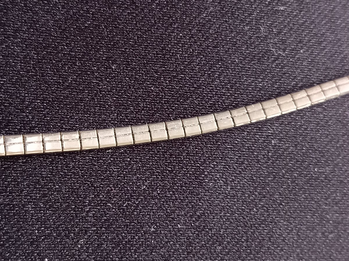 Choker Necklace, 18kt White Gold Omega Chain-photo-6
