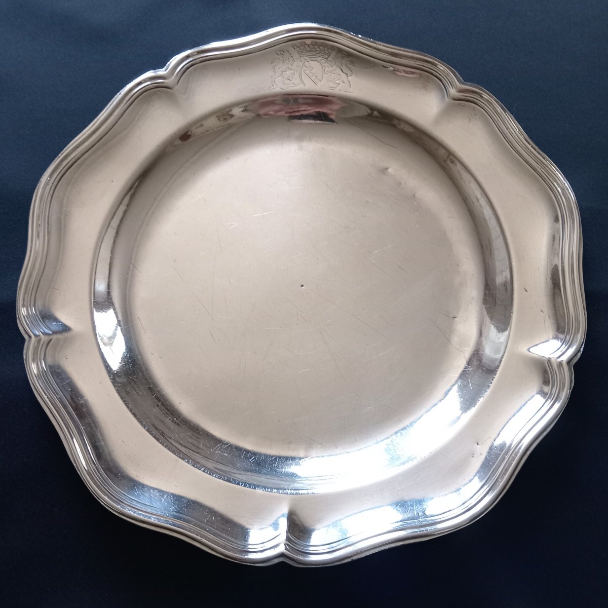 18th-century Solid Silver Dish, Louis XV Period. Marquis De Sillery Brûlat.