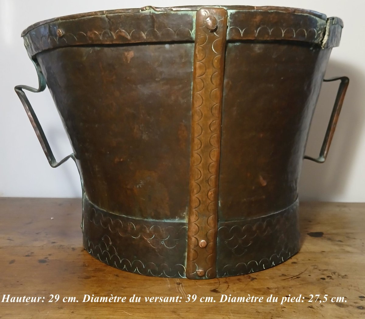 Mesure à grain en cuivre appelée aussi ferrat, du XVIII éme siècle. -photo-3