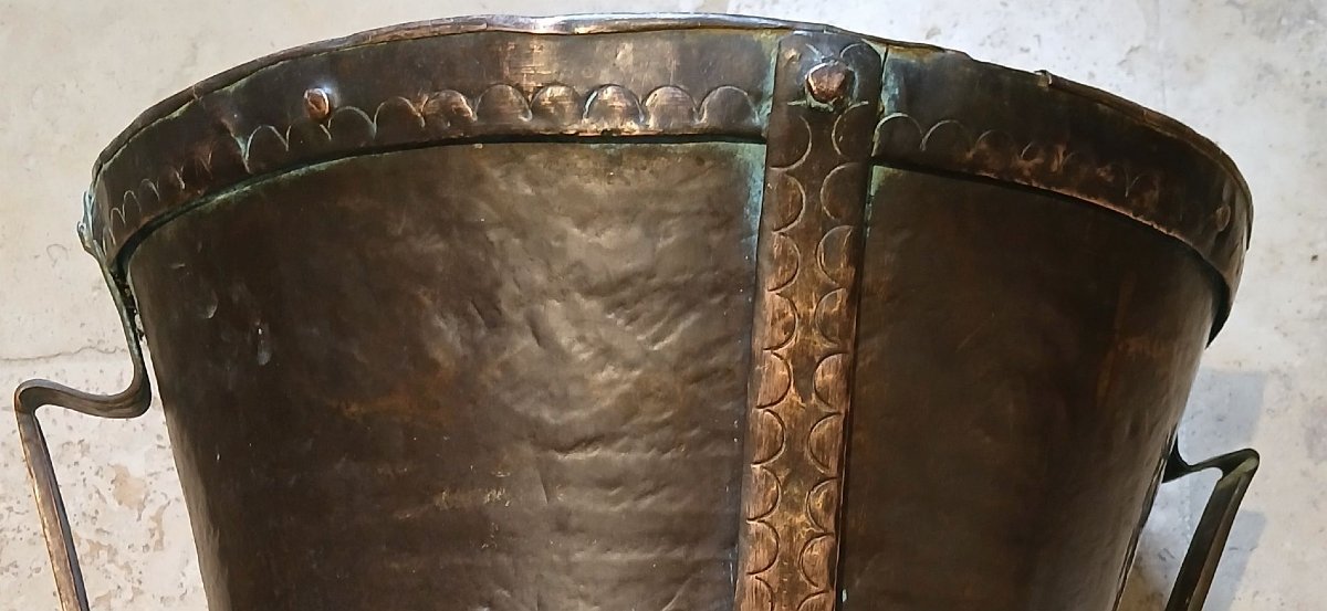 Mesure à grain en cuivre appelée aussi ferrat, du XVIII éme siècle. -photo-2
