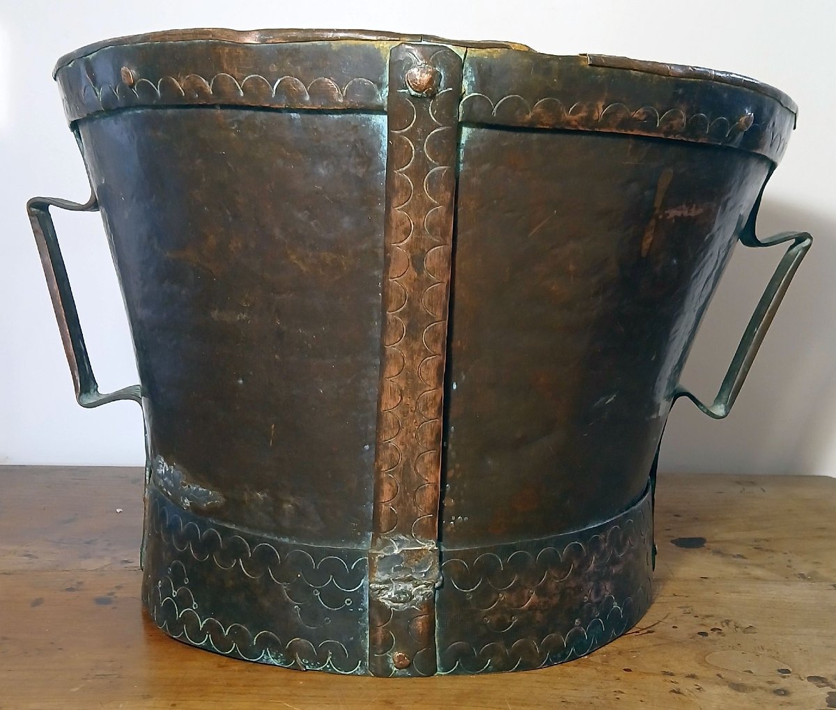 Mesure à grain en cuivre appelée aussi ferrat, du XVIII éme siècle. -photo-4