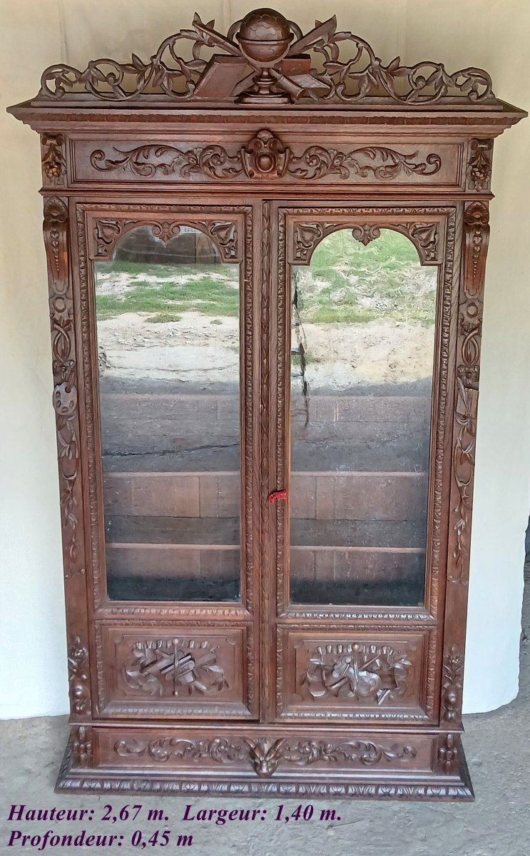 Henry II Bookcase In Solid Oak-photo-4
