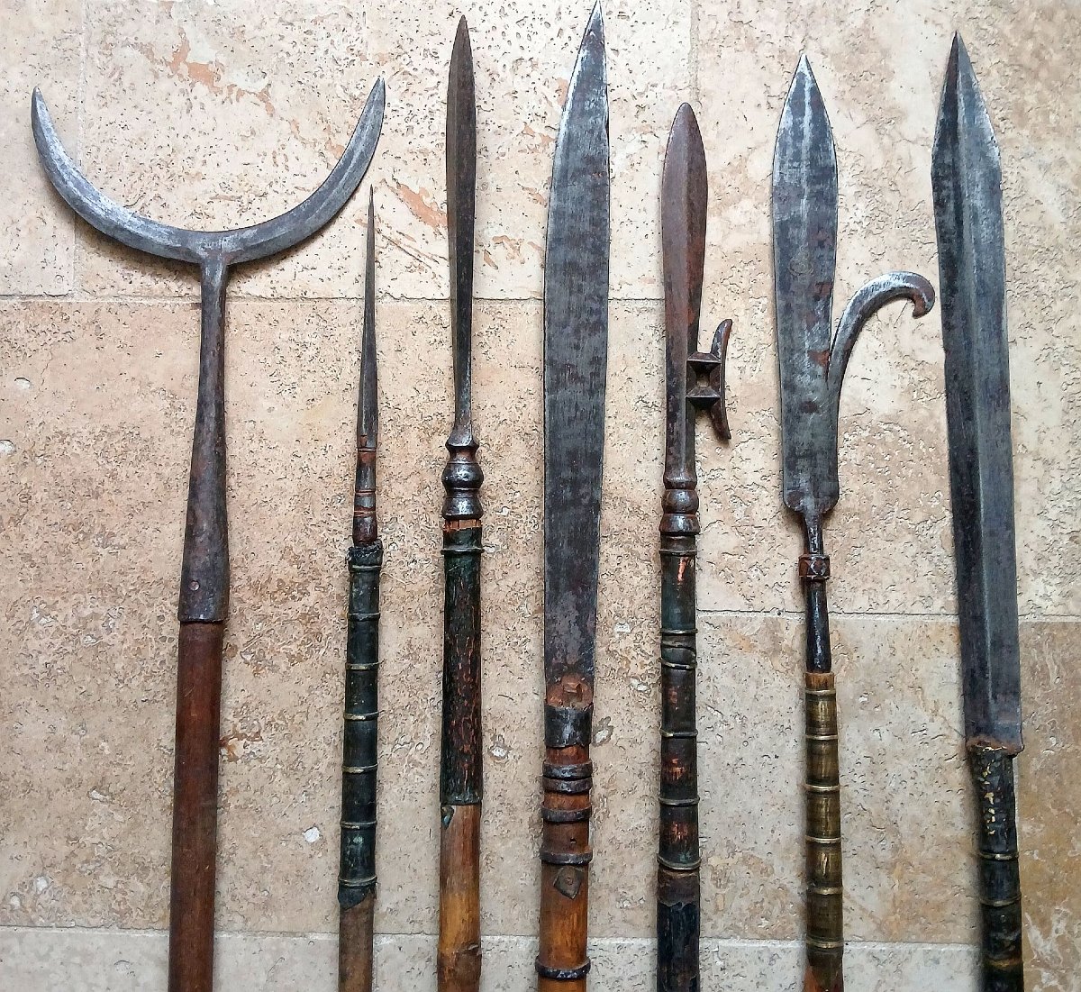 7 Hallebardes chinoises. Dynastie Qing.