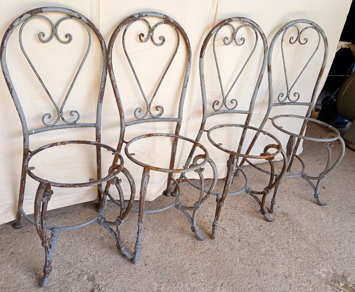 4 chaises de terrasse et de jardin en fonte et fer -photo-2