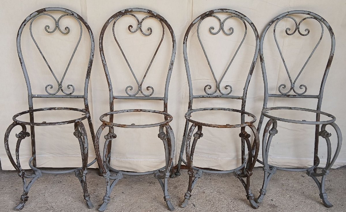 4 chaises de terrasse et de jardin en fonte et fer 