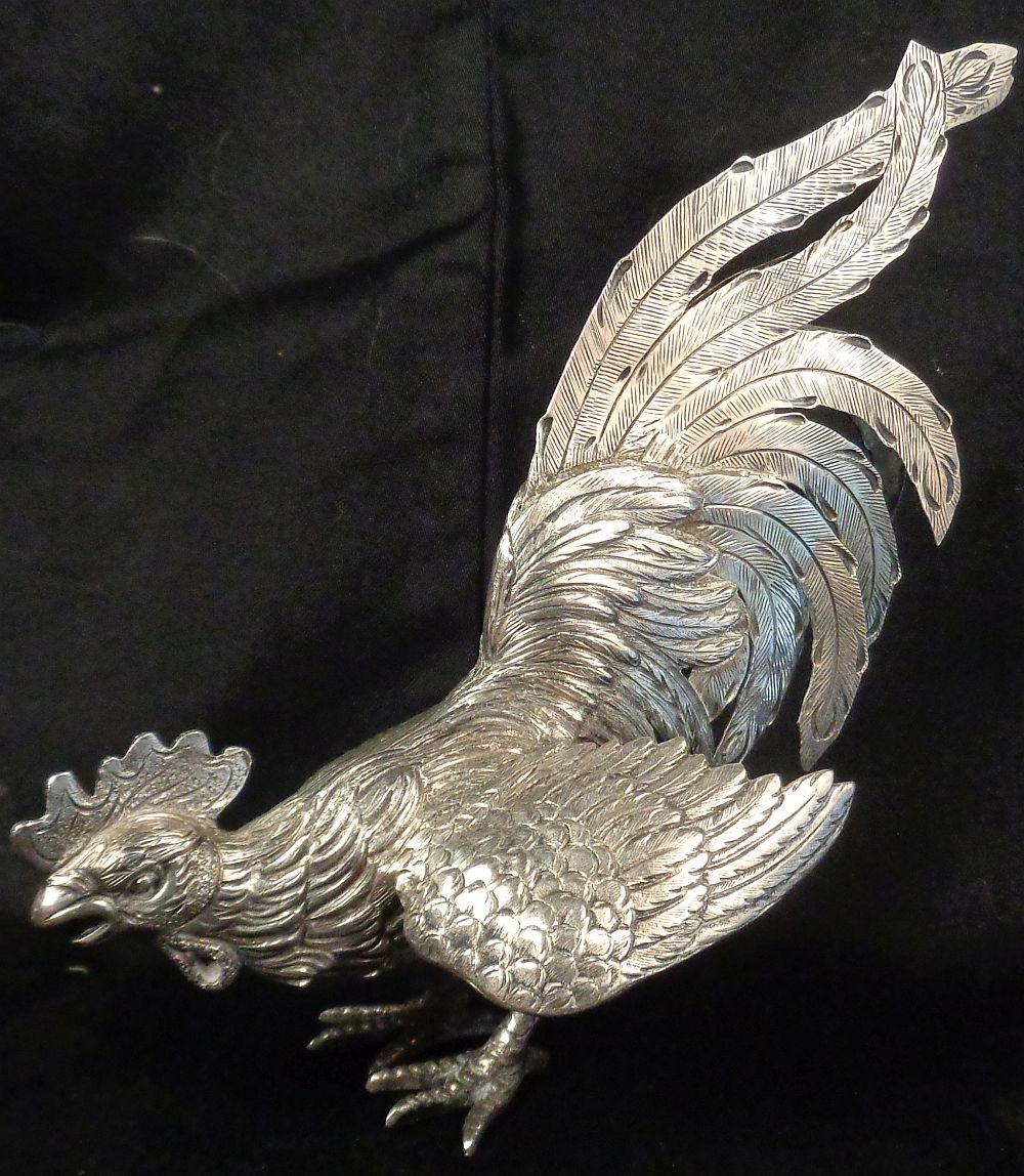 Fighting Cocks In Sterling Silver. Punches From Mexico-photo-2