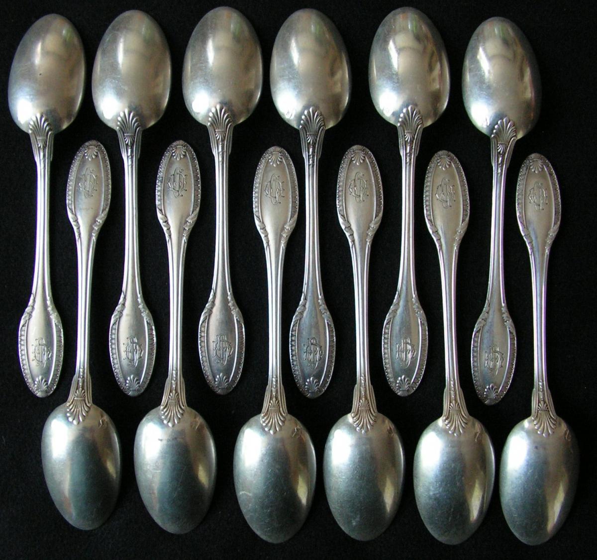 12 Moka Spoons, Sterling Silver, Emile Puiforcat-photo-2