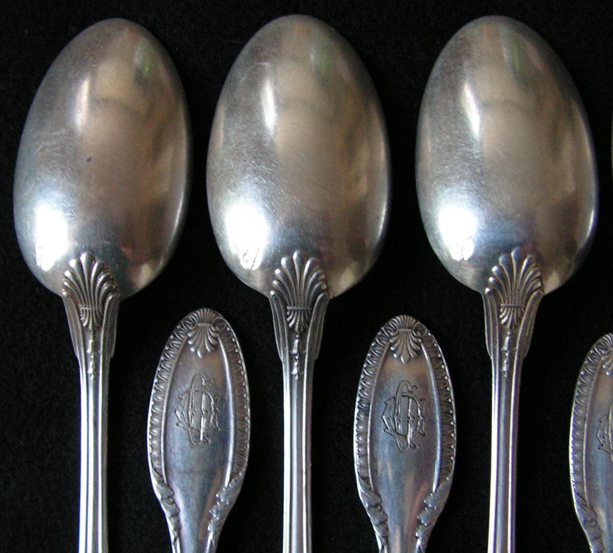 12 Moka Spoons, Sterling Silver, Emile Puiforcat-photo-3