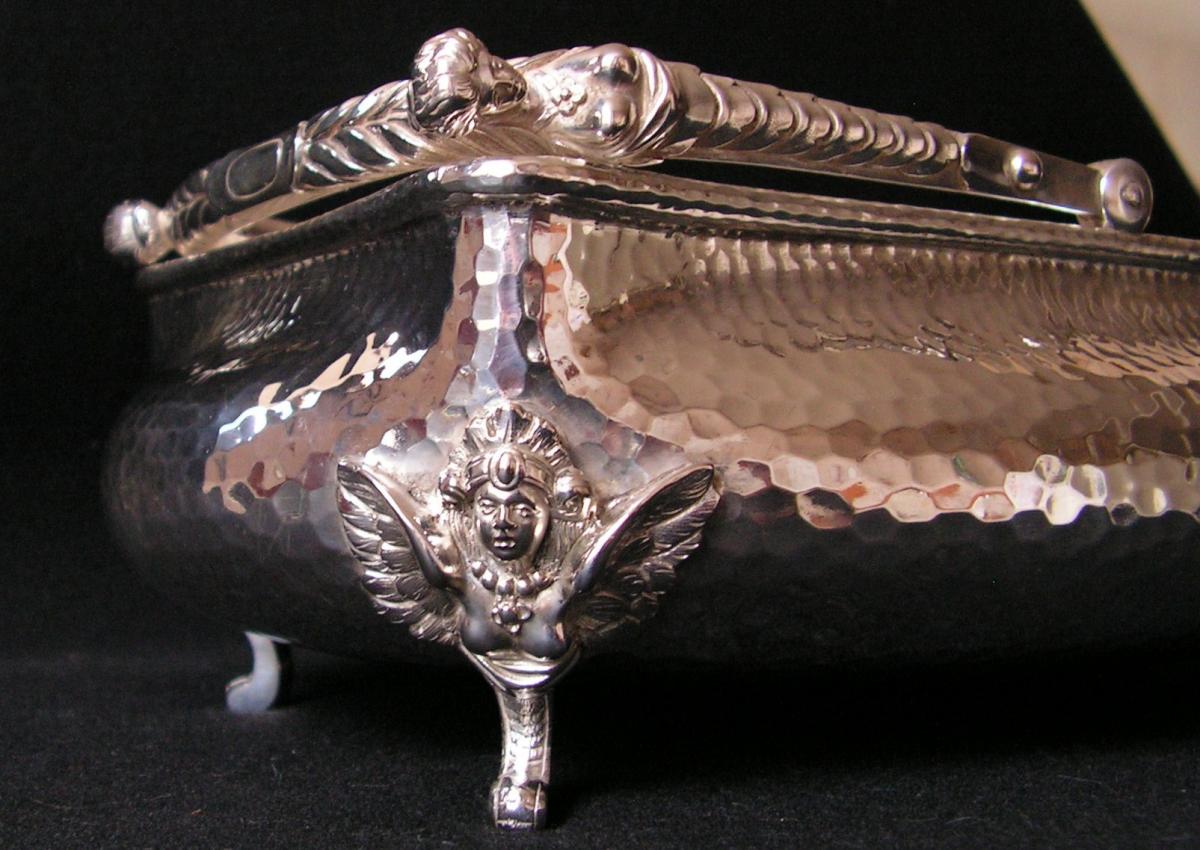 Russian Sterling Silver Basket Sphinges Cariatids Goldsmith Nd Yanichkin