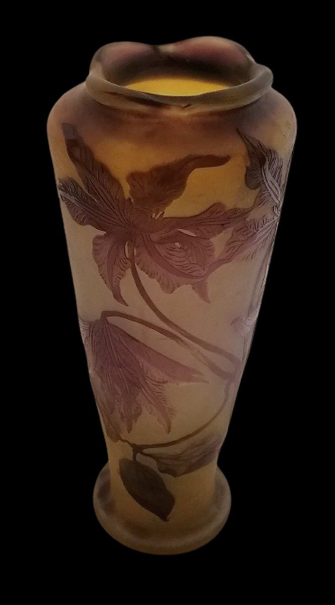 Vase en pâte de verre à l'image de clématites, du Maître verrier Emile Gallé (1846-1904)-photo-7