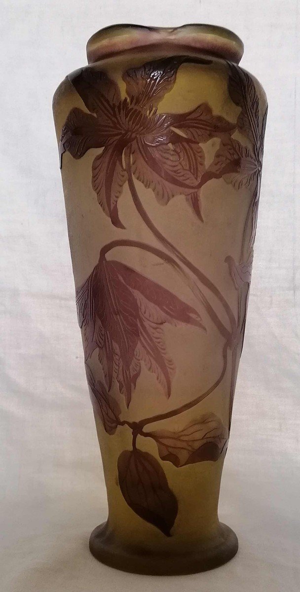 Vase en pâte de verre à l'image de clématites, du Maître verrier Emile Gallé (1846-1904)-photo-8