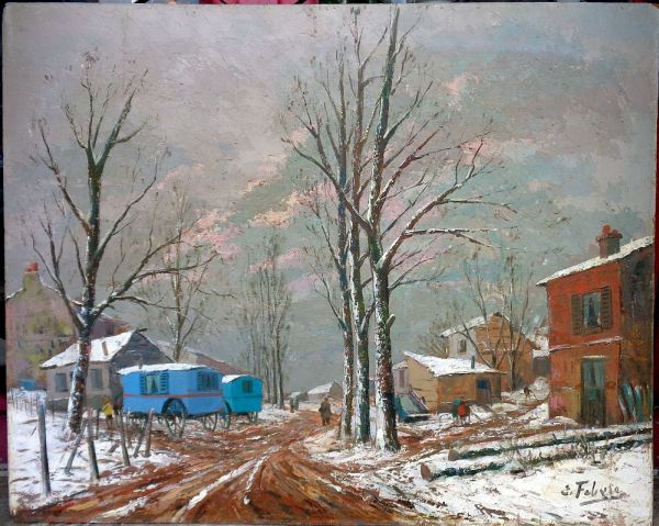 Hsp. Edouard Febvre "blue Caravans Under The Snow"