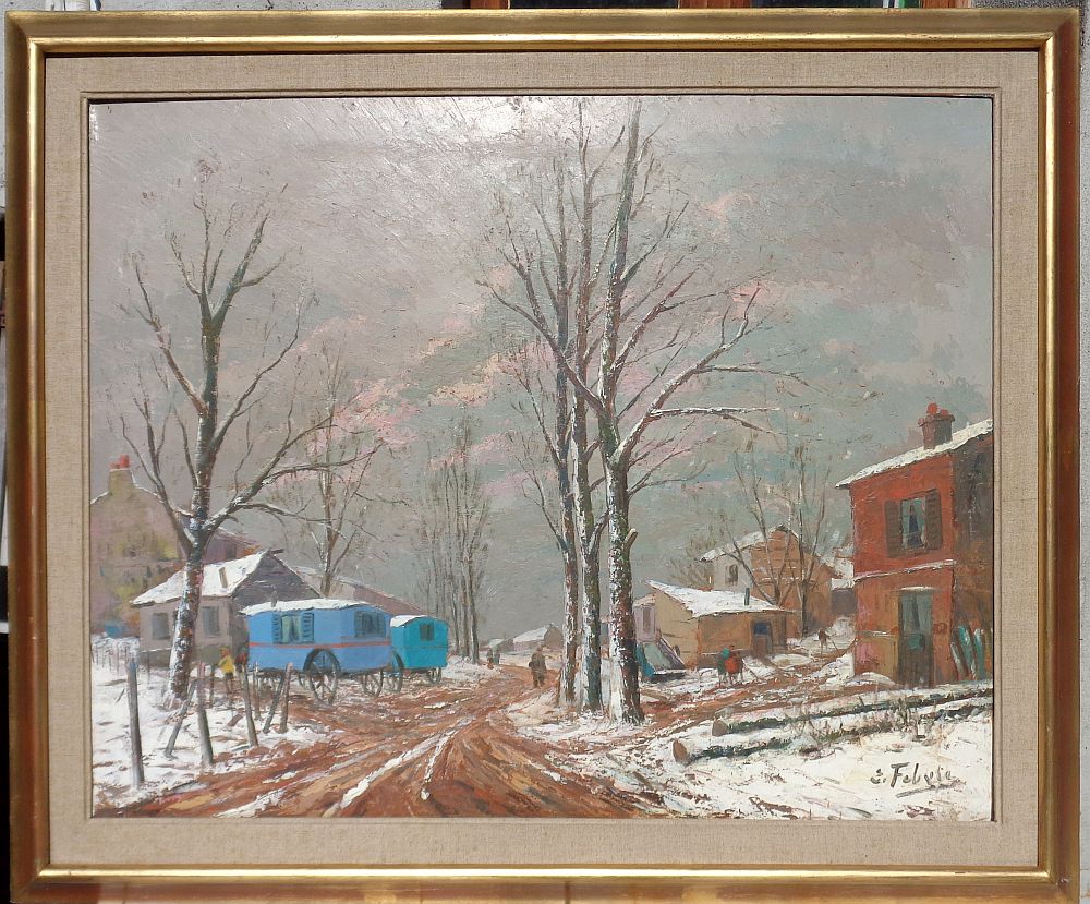 Hsp. Edouard Febvre "blue Caravans Under The Snow"-photo-3