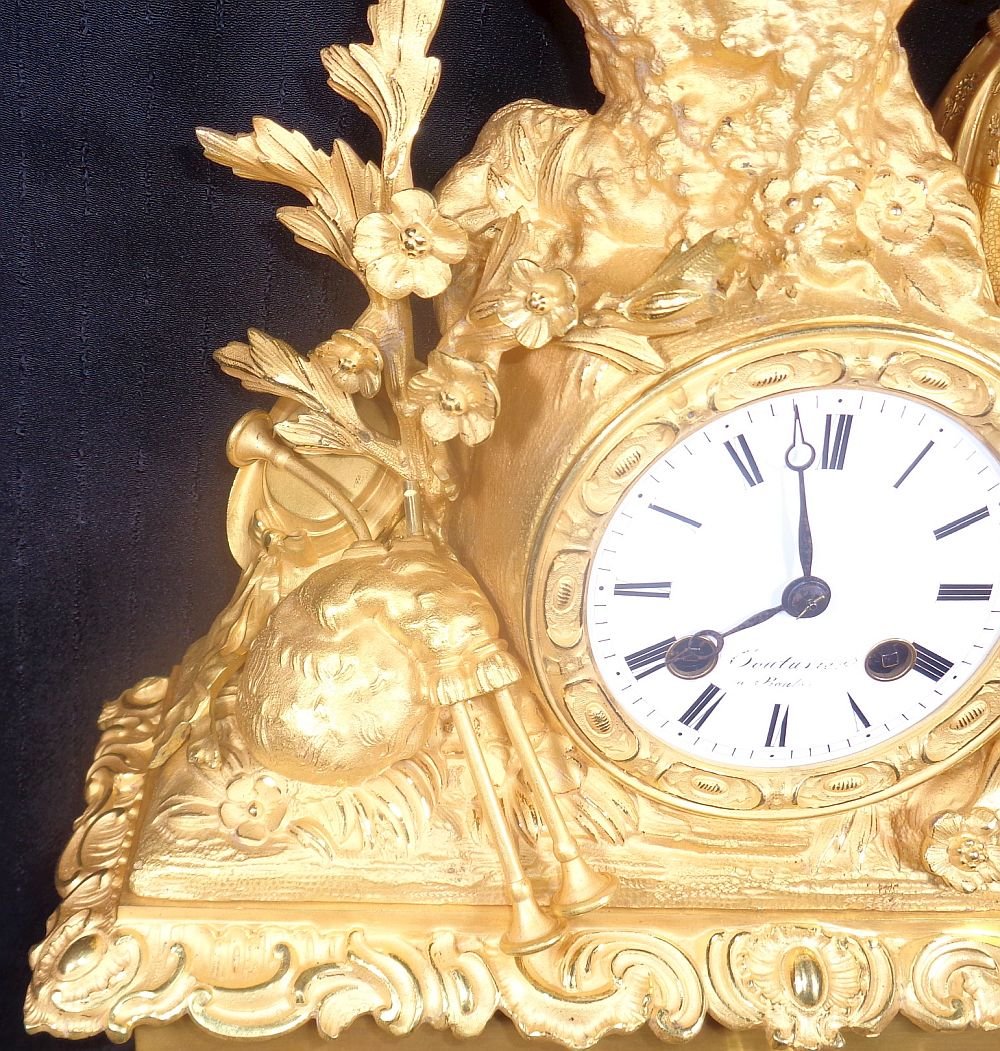 Large Charles X Gilt Bronze Clock: -photo-6