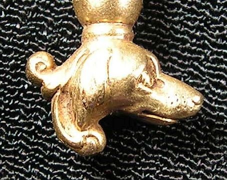  Clé de montre zoomorphique en or. Tête de chien. Circa milieu du XIXéme Siècle-photo-4