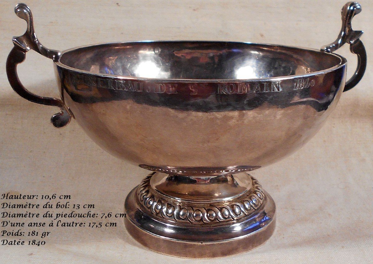 Coupe de mariage bourguignonne, en argent massif. Jeanne BOUZEREAU de St Romain. 1840.-photo-3