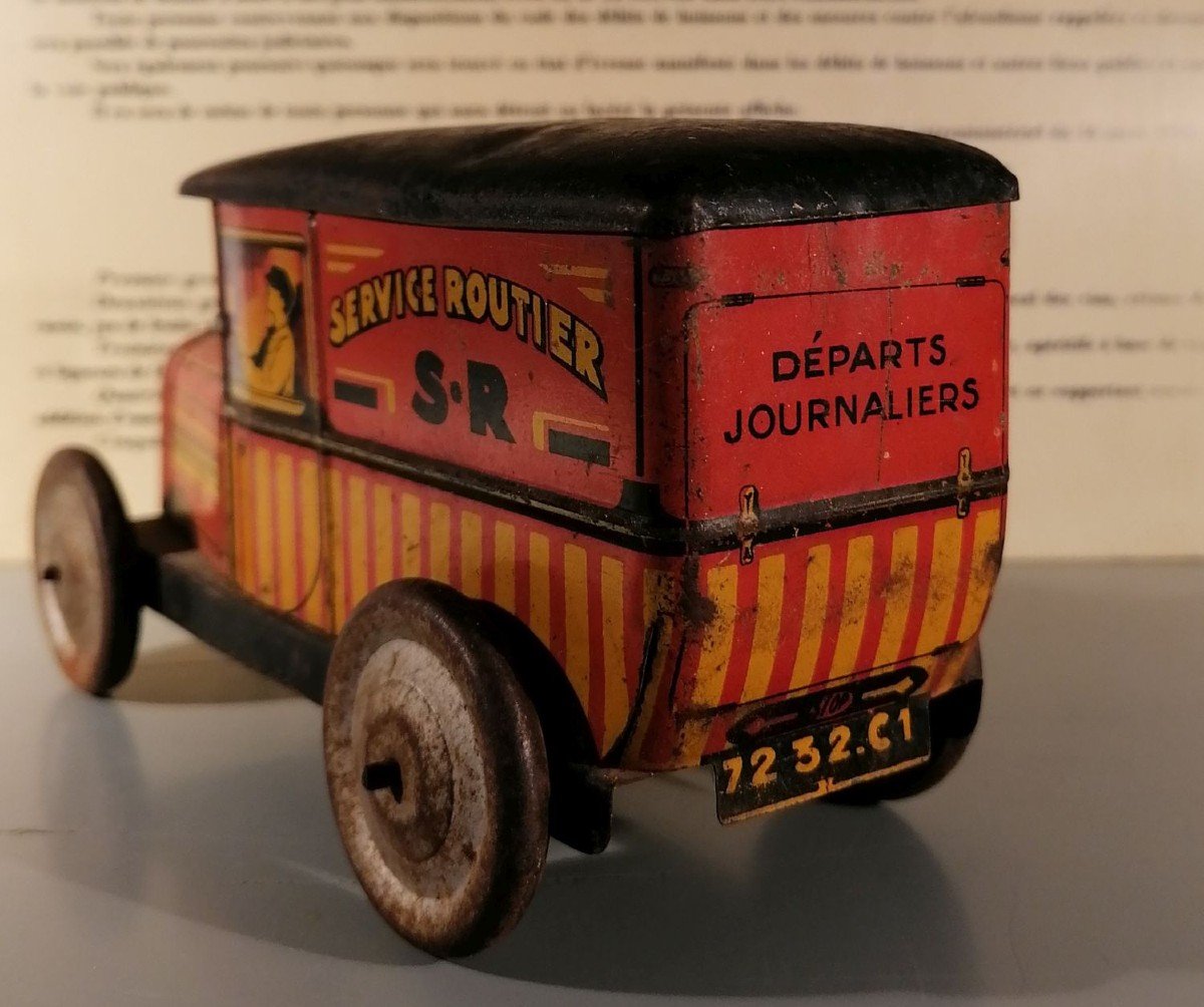 Peugeot 201 Delivery Van Toy In Polychrome Lithographed Sheet Metal By G De Andreis-photo-4