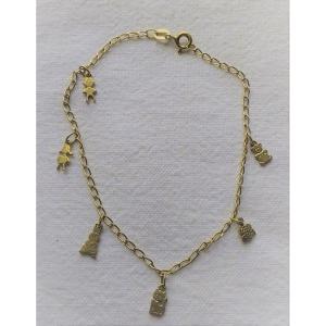 18kt Gold Characters And Animals Bracelet