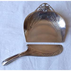 Gallia Ears Of Wheat And Dahlia Crumb Collector, Silver Metal