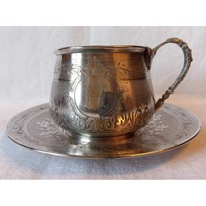 Tasse à Chocolat Argent Massif Art Nouveau 277 Grammes