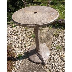 Art Deco Period Enameled Cast Iron Bistro Pedestal Table, Circa 1930