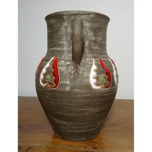 Accolay. Elie BARACHANT (1919-1993). Saint Cannat. Pichet à 2 anses en céramique émaillée. 1950