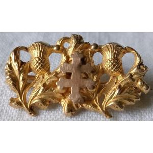 Cross Of Lorraine Brooch In 18 Kt 18 Carat Gold. Circa 1900