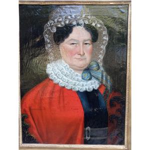 HST, portrait de femme flamande ou néerlandaise d’époque Charles X. Peint par Erra. L’an 1828
