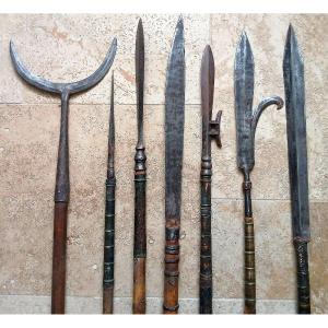 7 Hallebardes chinoises. Dynastie Qing.