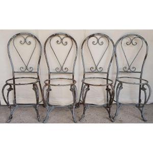 4 chaises de terrasse et de jardin en fonte et fer