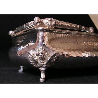 Russian Sterling Silver Basket Sphinges Cariatids Goldsmith Nd Yanichkin