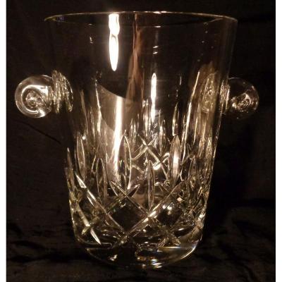 Tapered Champagne Bucket, In Blown Crystal And Milled, By Cartier Gilles