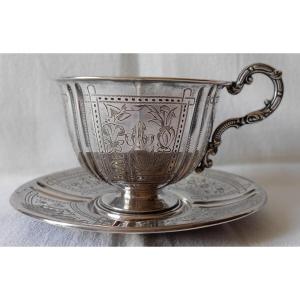 Tasse à chocolat argent massif orfèvres Massat Frères. Epoque Napoléon III