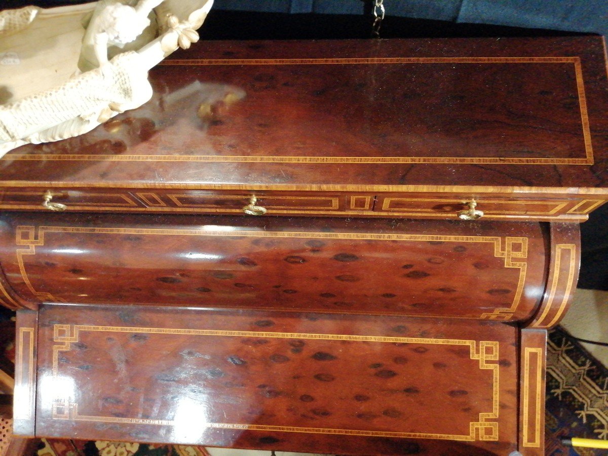 Petit Bureau Demi- Cylindre Acajou Anglais Circa 1920-photo-3