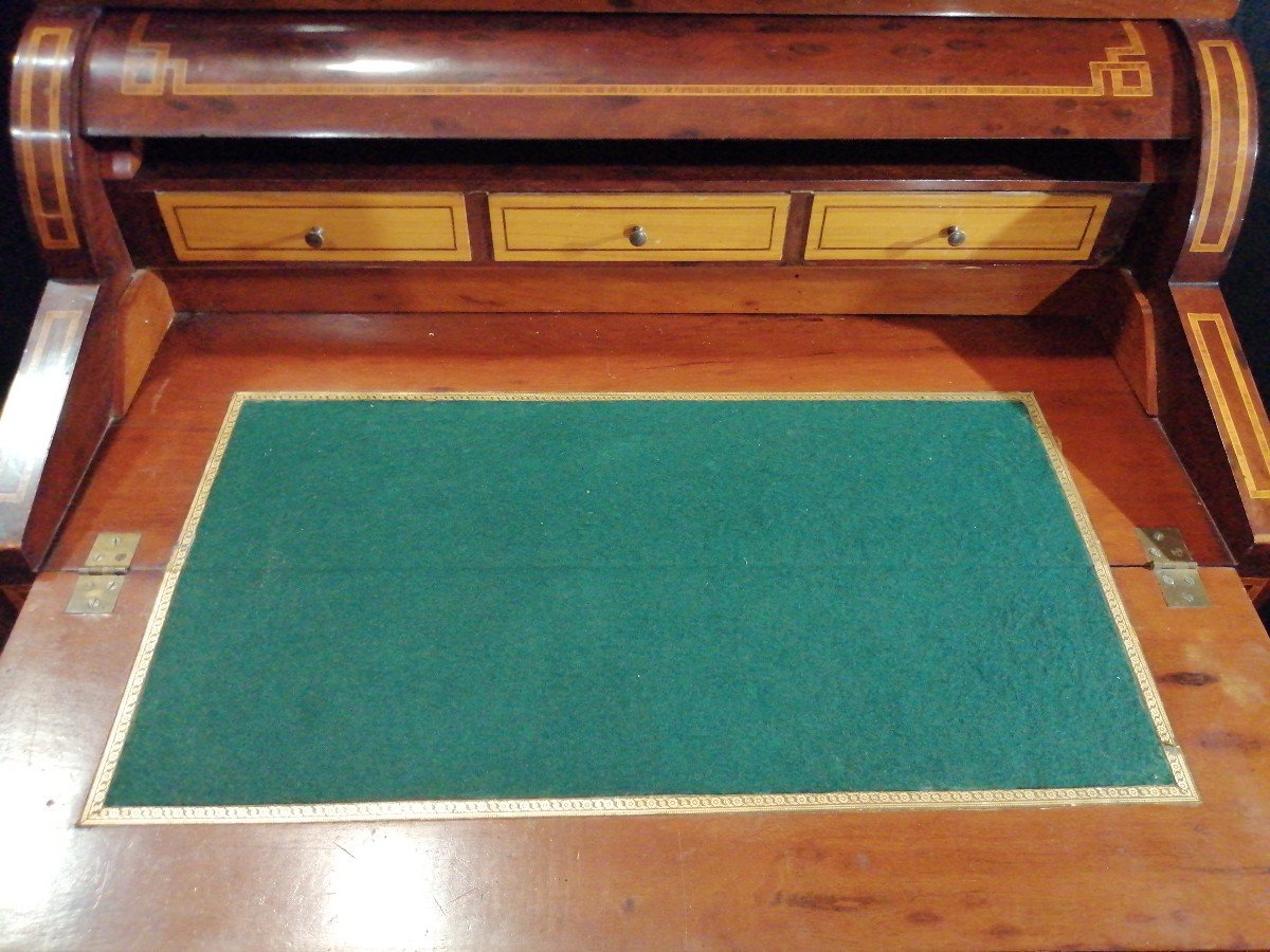 Petit Bureau Demi- Cylindre Acajou Anglais Circa 1920-photo-2