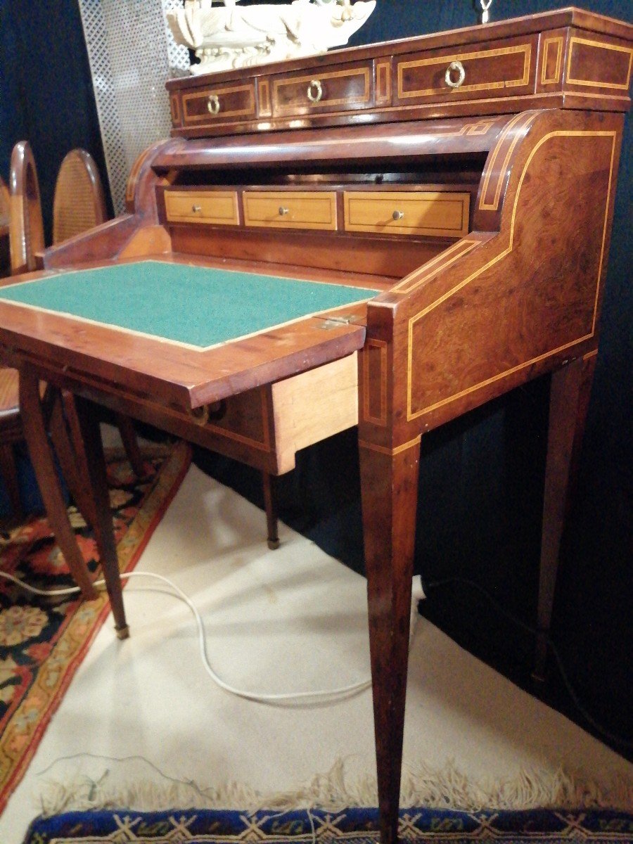 Petit Bureau Demi- Cylindre Acajou Anglais Circa 1920-photo-3