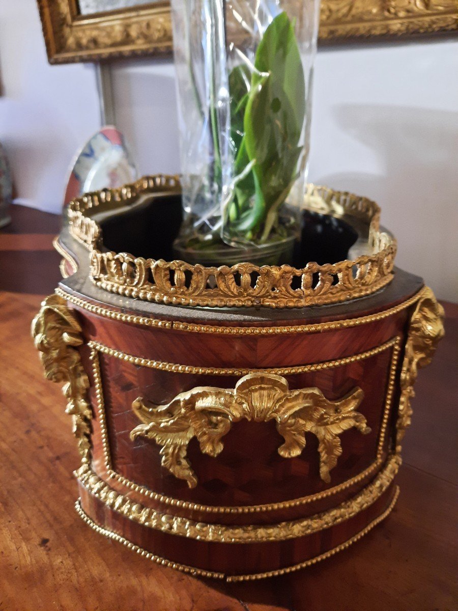 Louis 16 Style Planter In Marquetry From The Napoleon III Period-photo-3