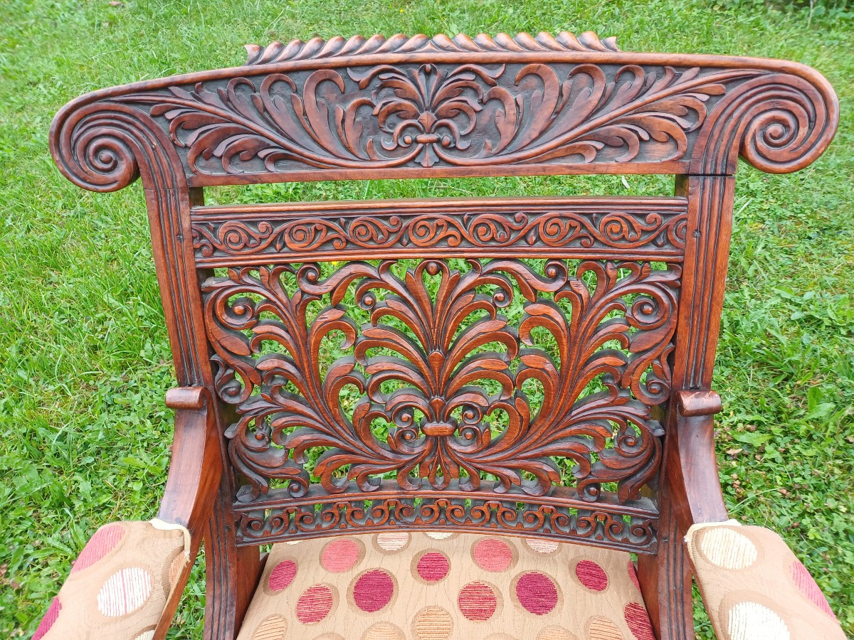 19th Century Rosewood Colonial Armchairs -photo-2