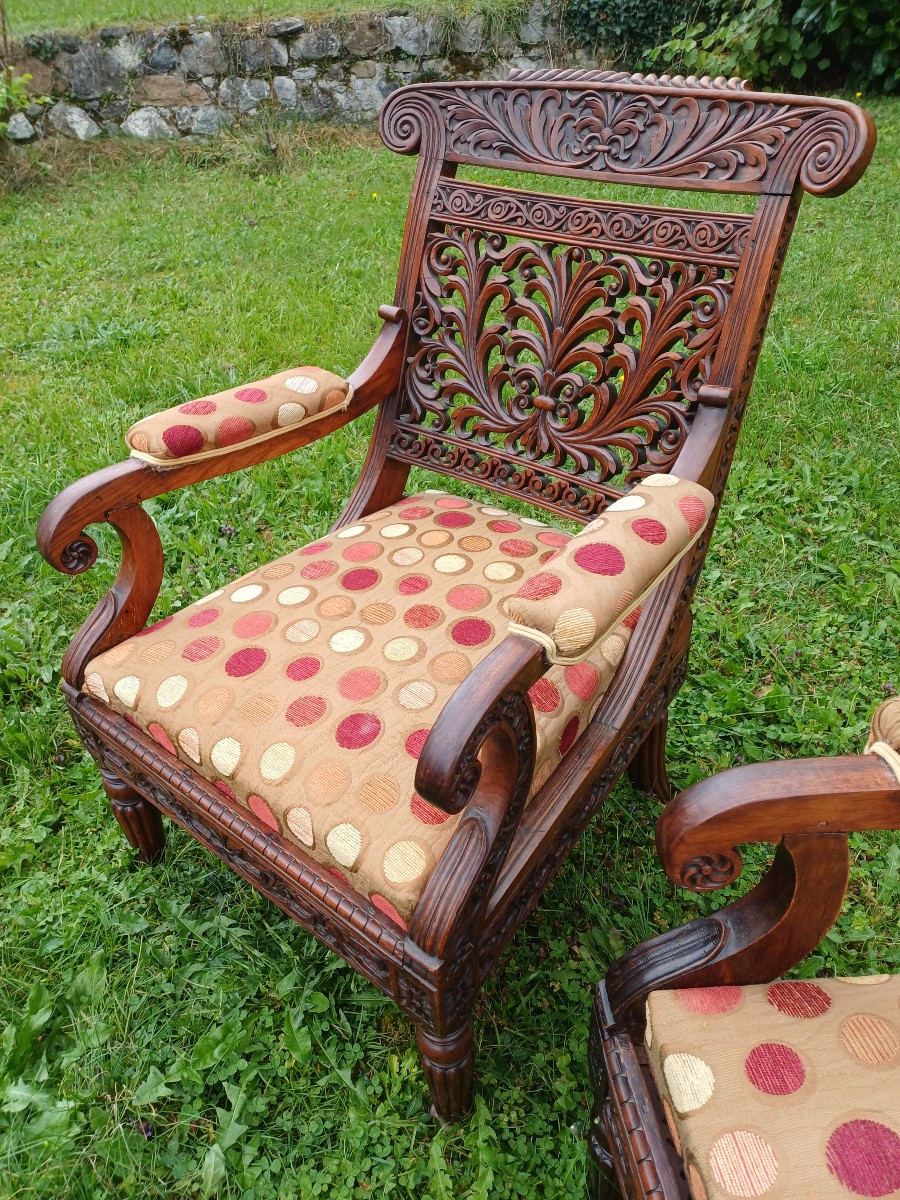 19th Century Rosewood Colonial Armchairs -photo-1