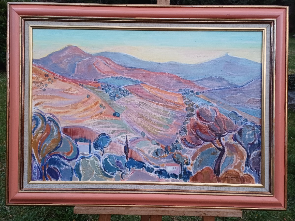 Paysage colliourenc  avec le château,  huile  sur  toile 