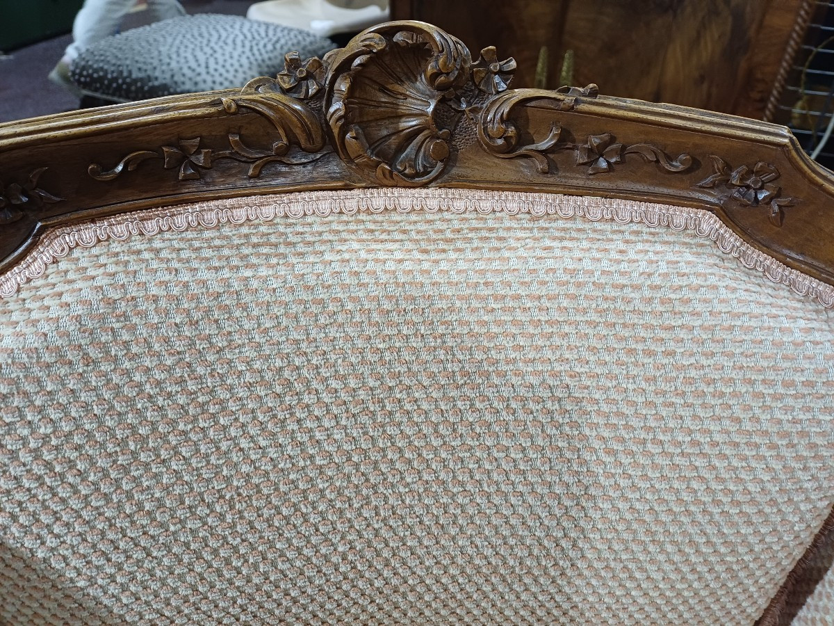 Salon  5 pièces en noyer époque  1900 style Louis 15-photo-4