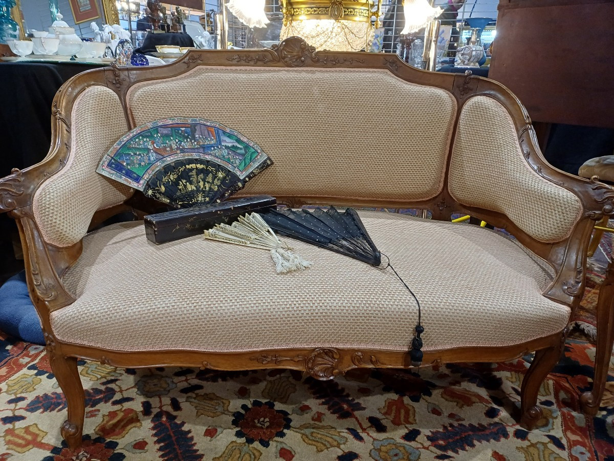 Salon  5 pièces en noyer époque  1900 style Louis 15-photo-1