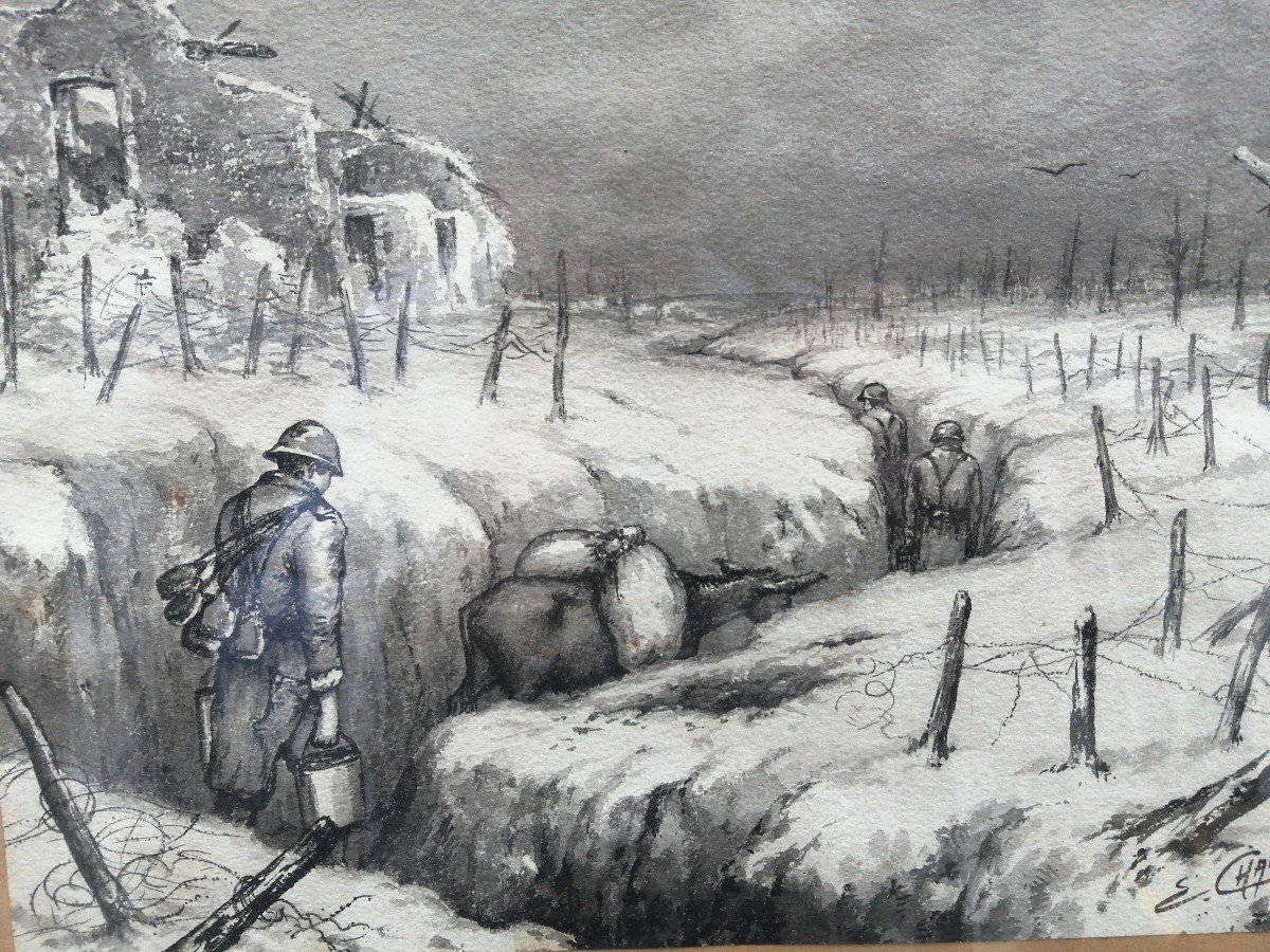 Lavis d 'encre de poilu Artois 1916-photo-2