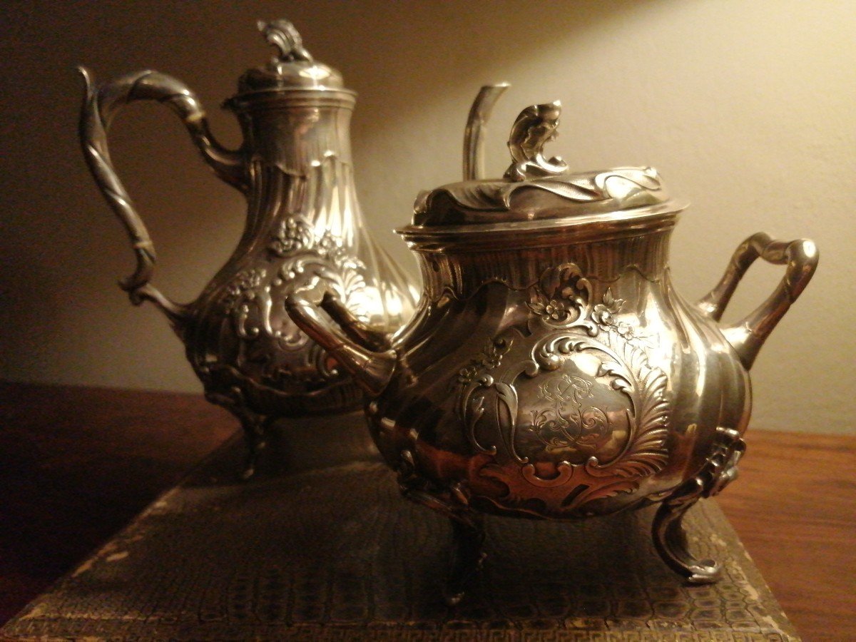 19th Silver Coffee Maker And Sugar Bowl