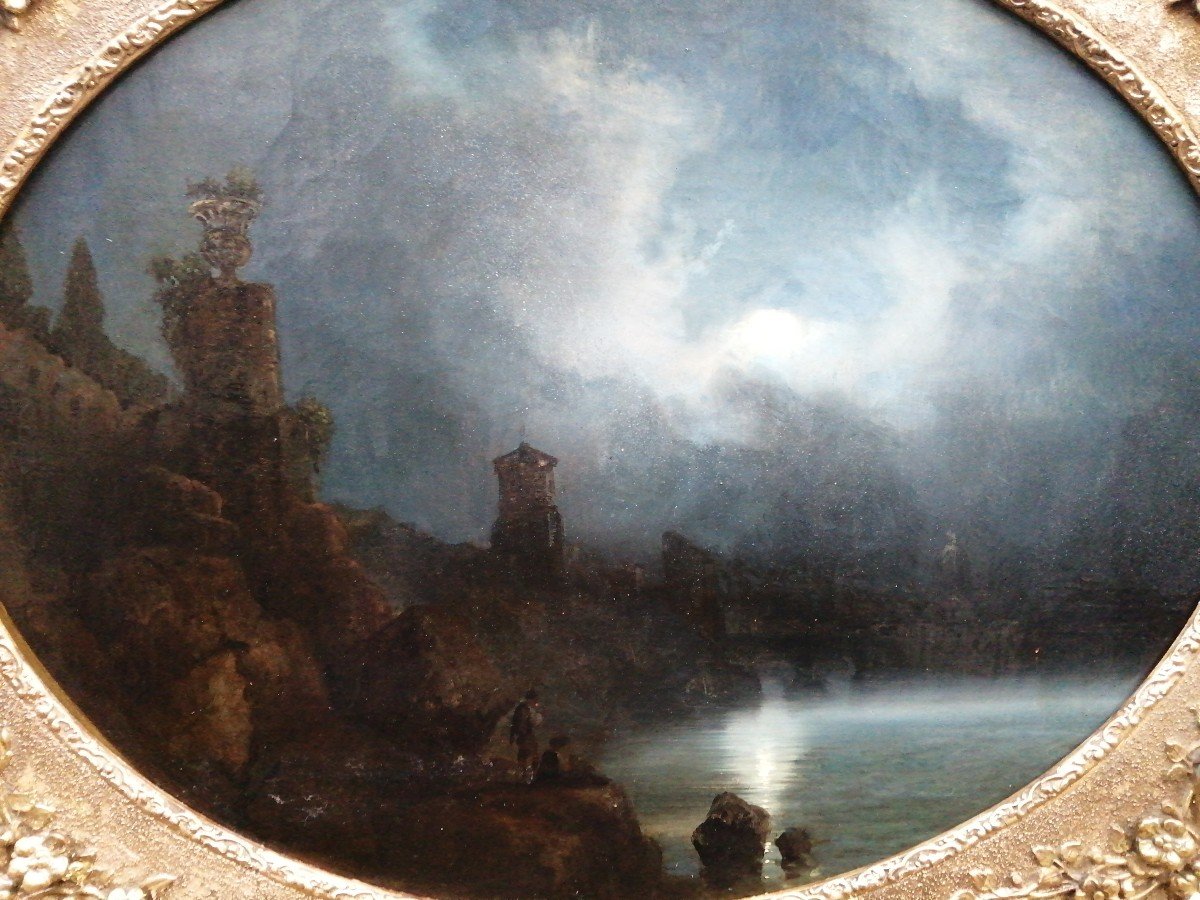 Paire De Paysage Romantiques  (huile Sur Toile) -photo-3