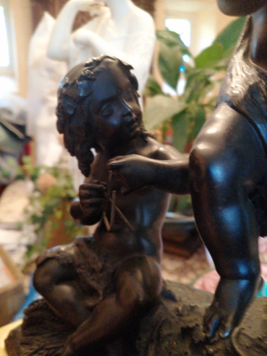 Très Belle Pendule Aux Amours Musiciens 19ème Siècle -photo-4