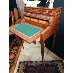 Petit Bureau Demi- Cylindre Acajou Anglais Circa 1920