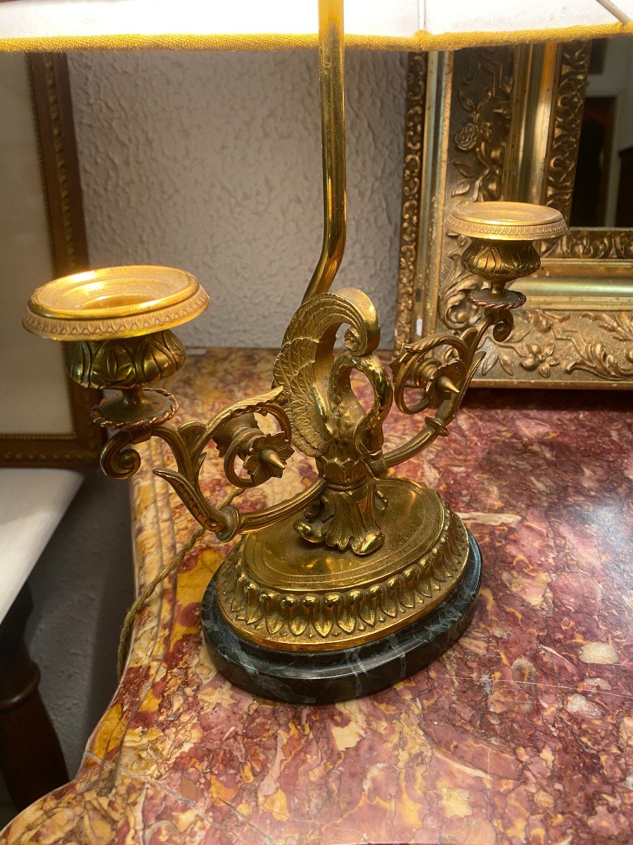 Pair Of Gilt Bronze Desk Lamps, Empire Period, Consulate.-photo-3