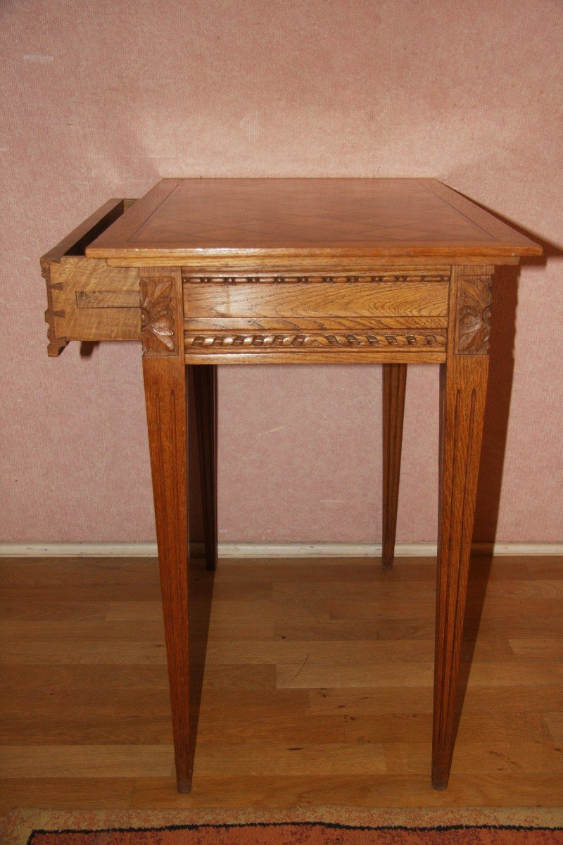 Small Office Table In Golden Oak, 1 Drawer.-photo-2