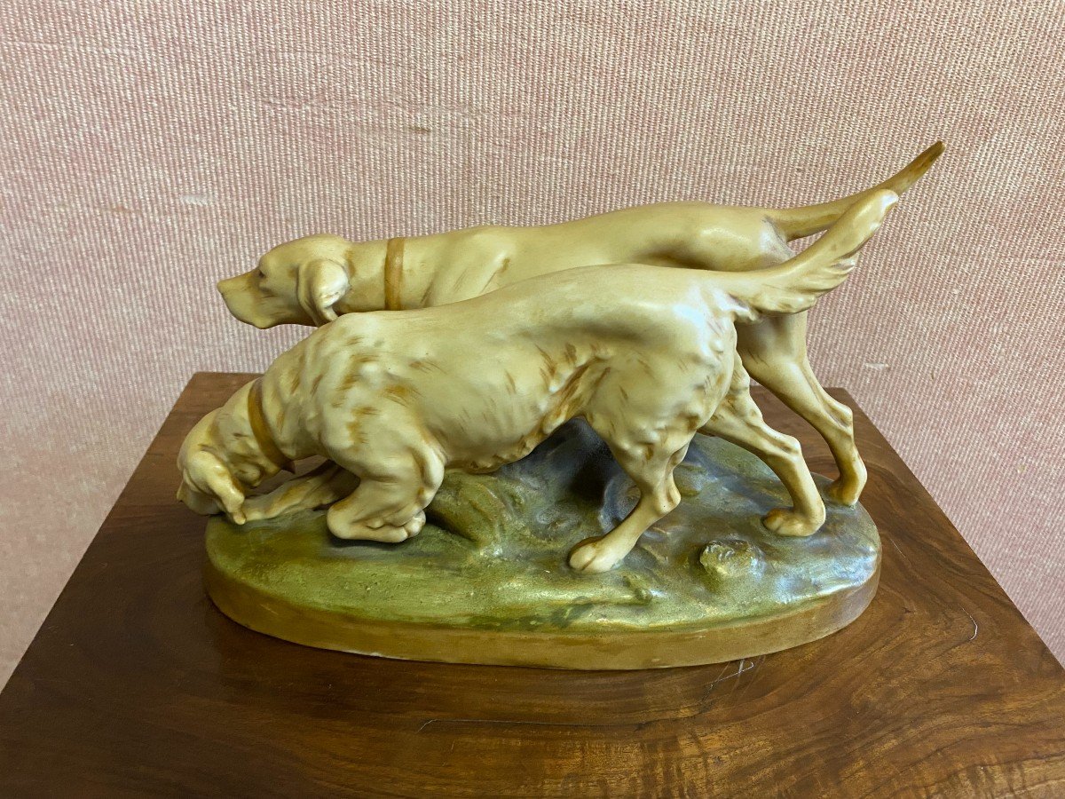  Royal Dux Porcelain Hunting Dogs-photo-1